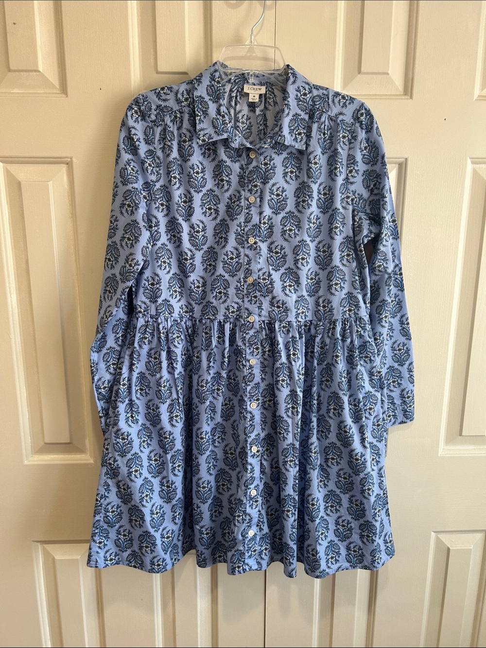 J Crew Blue Floral Shirt Dress